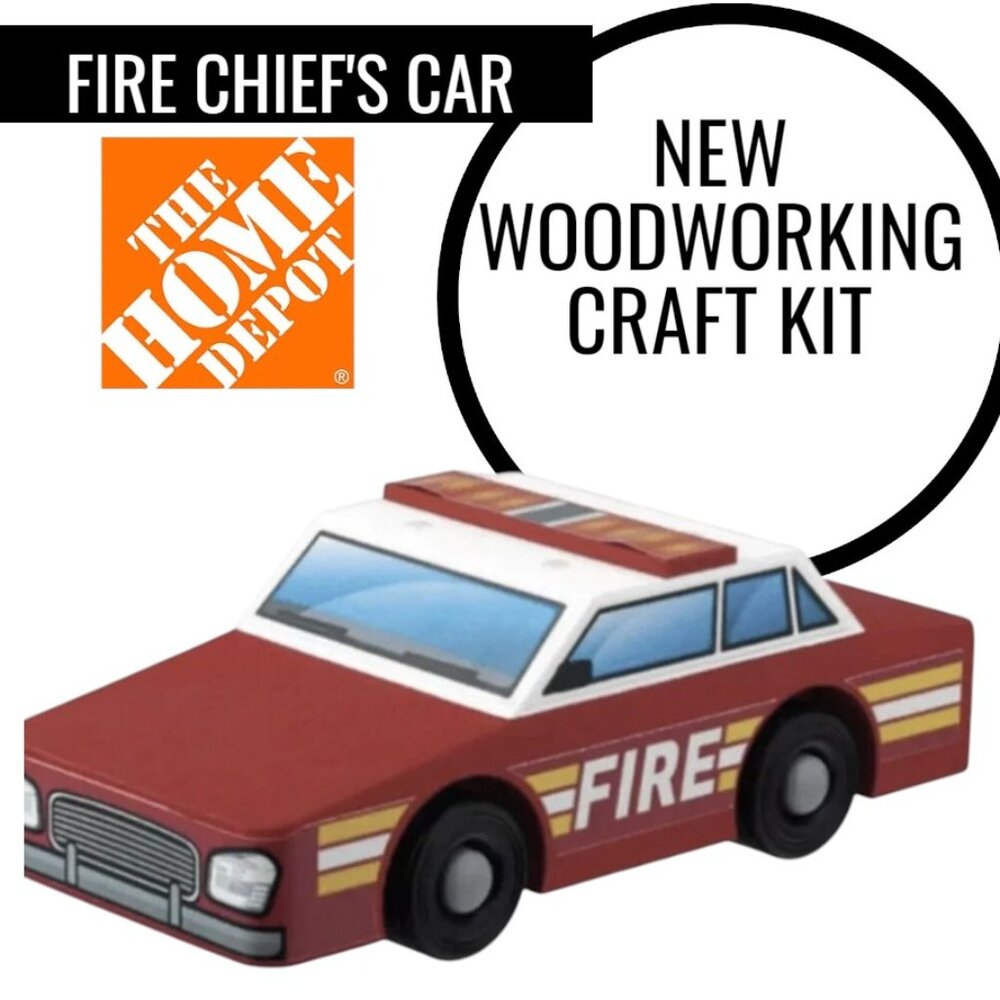 NEW Home Depot Kids Workshop Kit Fire Chief's Car Craft Kit Stem Toy DIY Build